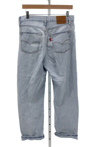 Levis Womens Straight Blue Jeans Mid Rise 100% Cotton Button Fly Size 29