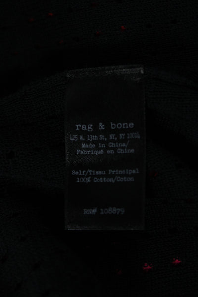 Rag & Bone Women Pullover Black Crew Neck Long Sleeve Cotton Size XS