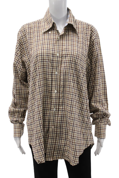 J. Mclaughlin Mens Button Down Long Sleeve Collared Check Cotton Shirt Size M
