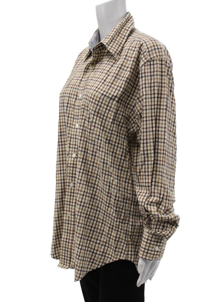 J. Mclaughlin Mens Button Down Long Sleeve Collared Check Cotton Shirt Size M