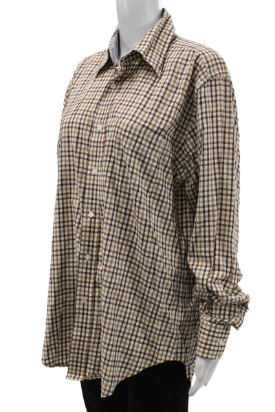 J. Mclaughlin Mens Button Down Long Sleeve Collared Check Cotton Shirt Size M
