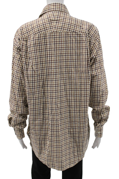 J. Mclaughlin Mens Button Down Long Sleeve Collared Check Cotton Shirt Size M