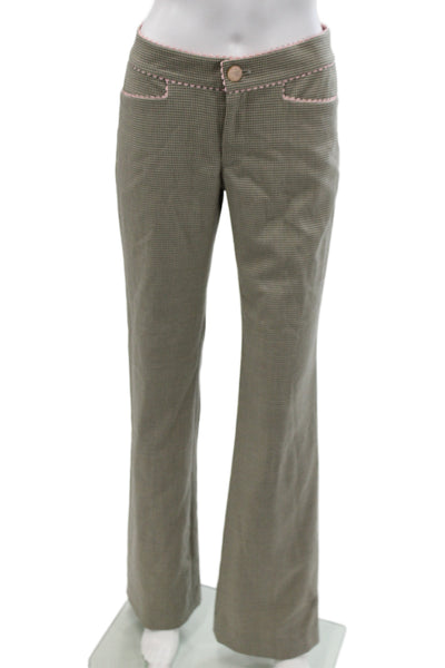 Rebecca Taylor Womens Dress Pants Beige Check Polyester Button 32in Size 0