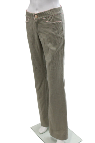 Rebecca Taylor Womens Dress Pants Beige Check Polyester Button 32in Size 0