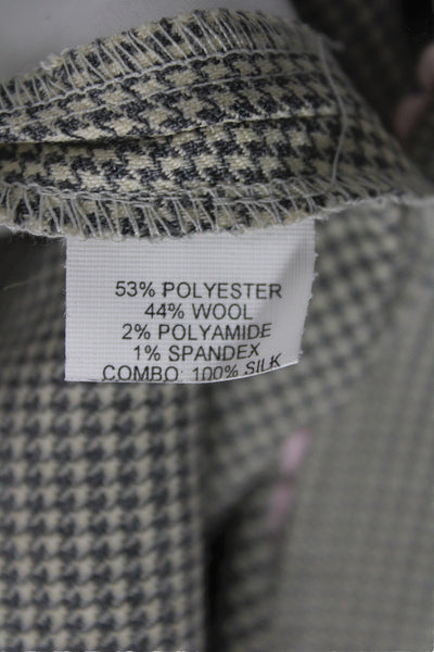 Rebecca Taylor Womens Dress Pants Beige Check Polyester Button 32in Size 0