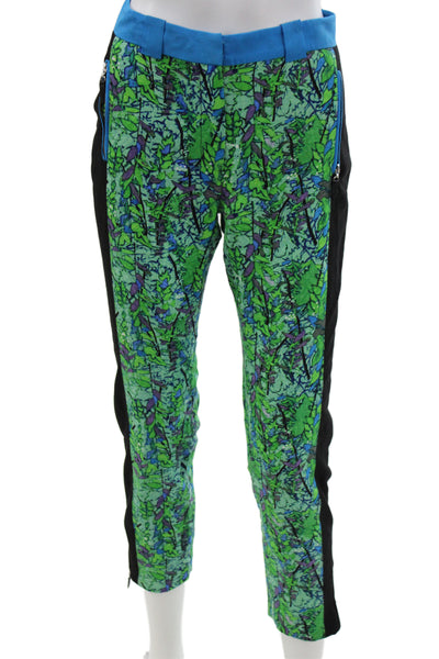 Tracy Reese Womens Ankle Silk Floral Pants Green Size 2