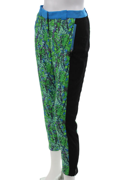 Tracy Reese Womens Ankle Silk Floral Pants Green Size 2