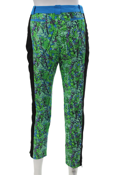 Tracy Reese Womens Ankle Silk Floral Pants Green Size 2