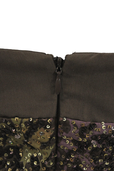 Kay Unger Women Sheath Silk Sweetheart Sleeveless Brown Dress Size 12