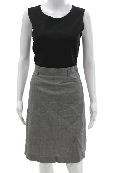 Theory Women Sheath Dress Black Wool Scoop Neck Sleeveless Mid-Calf Size 12