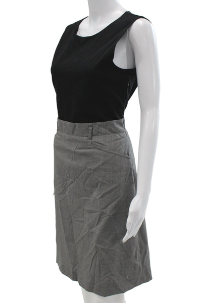 Theory Women Sheath Dress Black Wool Scoop Neck Sleeveless Mid-Calf Size 12