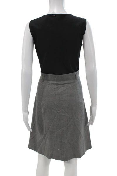 Theory Women Sheath Dress Black Wool Scoop Neck Sleeveless Mid-Calf Size 12