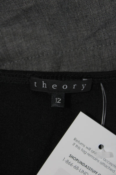 Theory Women Sheath Dress Black Wool Scoop Neck Sleeveless Mid-Calf Size 12