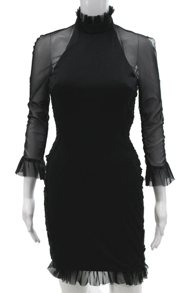 Nicholas Womens Bodycon Dress Black High Neck Long Sleeve Size 2