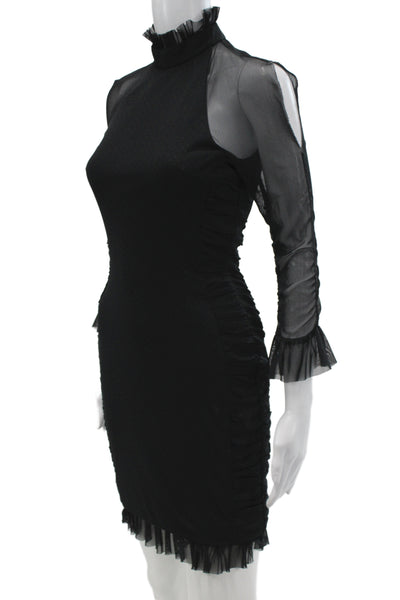 Nicholas Womens Bodycon Dress Black High Neck Long Sleeve Size 2