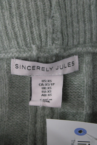 Sincerely Jules Women Wide Leg Pants Green Acrylic Size XS