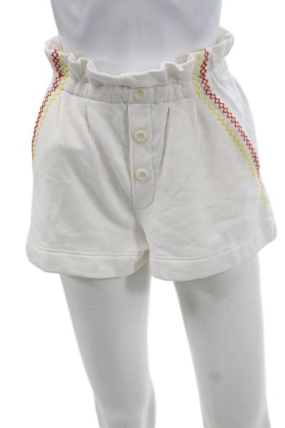 Something Navy Womens Paperbag Cotton White Button Shorts Size 2XS