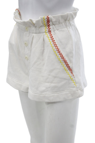 Something Navy Womens Paperbag Cotton White Button Shorts Size 2XS