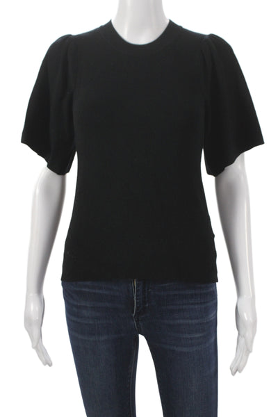 Minnie Rose Women Black Viscose Crew Neck Short Sleeve Basic T-Shirt Size XS