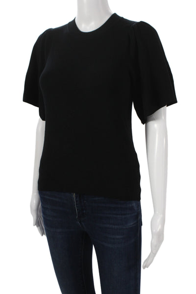 Minnie Rose Women Black Viscose Crew Neck Short Sleeve Basic T-Shirt Size XS