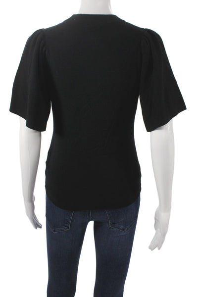 Minnie Rose Women Black Viscose Crew Neck Short Sleeve Basic T-Shirt Size XS