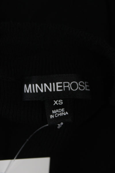 Minnie Rose Women Black Viscose Crew Neck Short Sleeve Basic T-Shirt Size XS