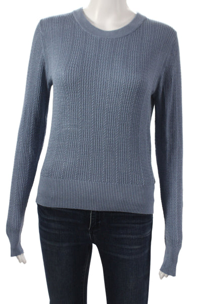 Lilla P Womens Blue Cotton Crew Neck Long Sleeve Pullover Sweater Size S