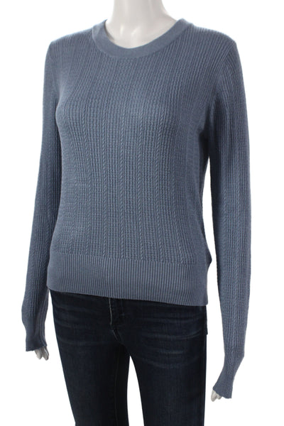 Lilla P Womens Blue Cotton Crew Neck Long Sleeve Pullover Sweater Size S