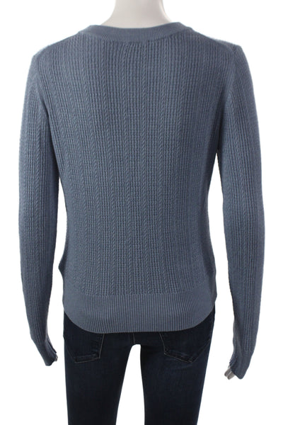 Lilla P Womens Blue Cotton Crew Neck Long Sleeve Pullover Sweater Size S