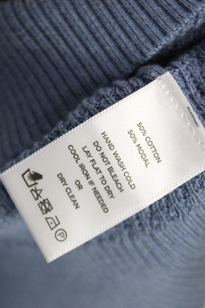 Lilla P Womens Blue Cotton Crew Neck Long Sleeve Pullover Sweater Size S