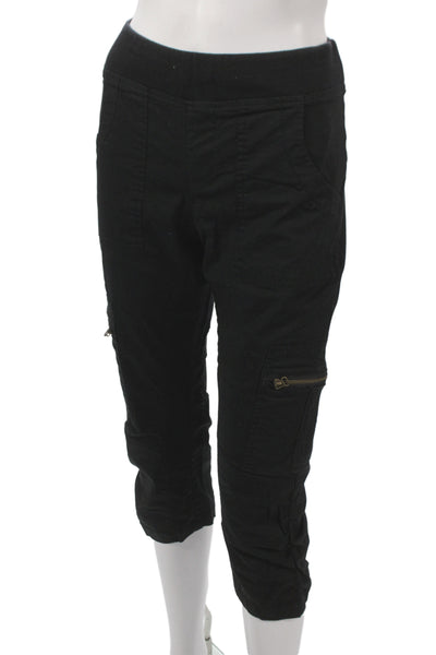 Wearables Womens Black Cargo Capri Pants Pull On Cotton Blend Size XS