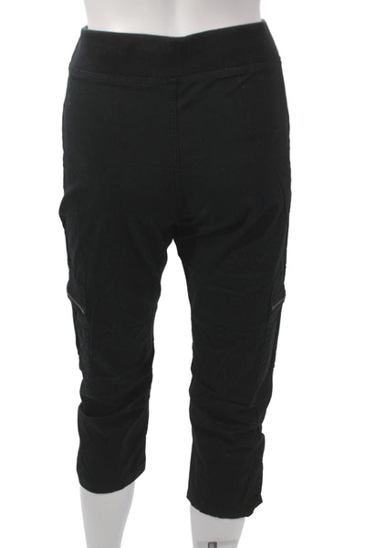 Wearables Womens Black Cargo Capri Pants Pull On Cotton Blend Size XS