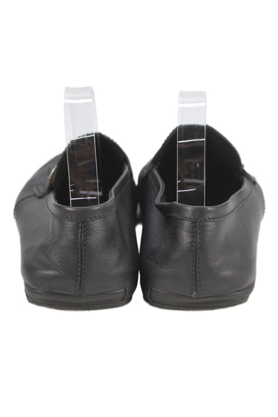 Ferragamo Mens Slip On Round Toe Leather Loafers Black Size 10.5 EE