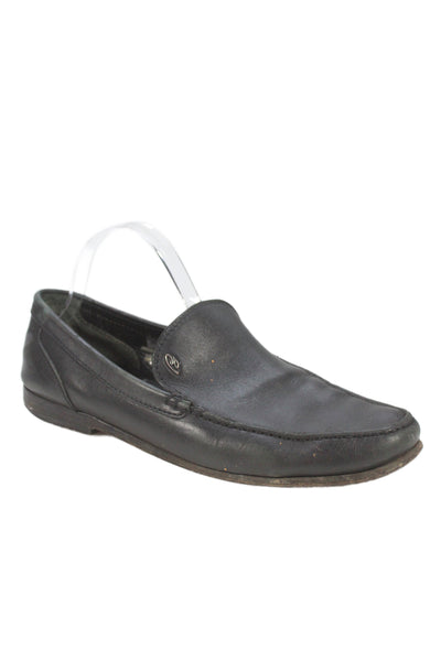 Brioni Mens Slip On Round Toe Leather Loafers Black Size 11