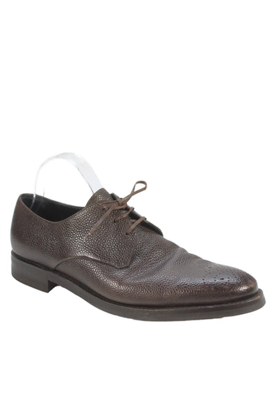 Ermenegildo Zegna Mens Lace Up Round Toe Leather Oxfords Dark Brown Size 10.5