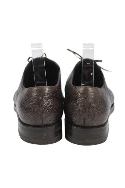 Ermenegildo Zegna Mens Lace Up Round Toe Leather Oxfords Dark Brown Size 10.5