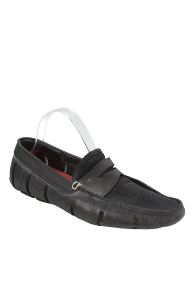 Swims Mens Slip On Rubber Trim Knit Beach Loafers Black Size 9