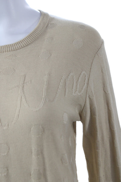 Valentino Garavani Women Knit Polka Dot Pullover Beige Size 42