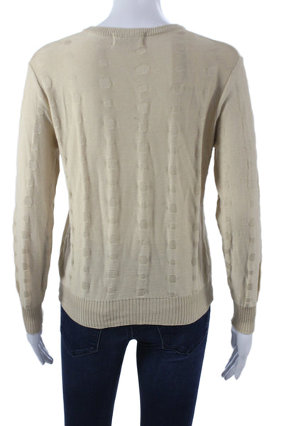 Valentino Garavani Women Knit Polka Dot Pullover Beige Size 42