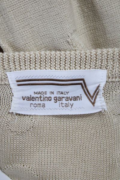 Valentino Garavani Women Knit Polka Dot Pullover Beige Size 42