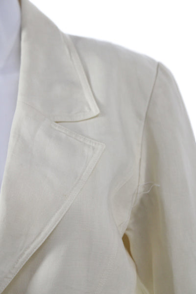 Hermes Womens Basic Jacket Ivory Linen Button Long Sleeve Nautical Size 38