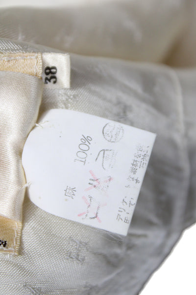 Hermes Womens Basic Jacket Ivory Linen Button Long Sleeve Nautical Size 38