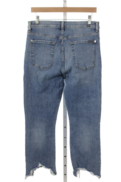 7 For All Mankind Women Cropped Blue Jeans Mid Rise Inseam 25 Size 30