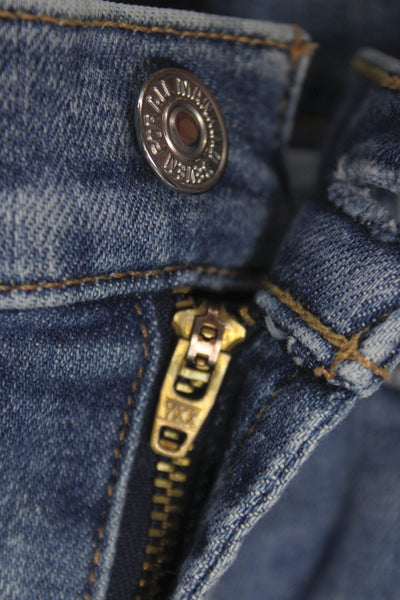 7 For All Mankind Women Cropped Blue Jeans Mid Rise Inseam 25 Size 30