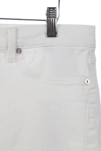 7 For All Mankind Women Ankle Jeans White Cotton Blend Mid Rise Size 32