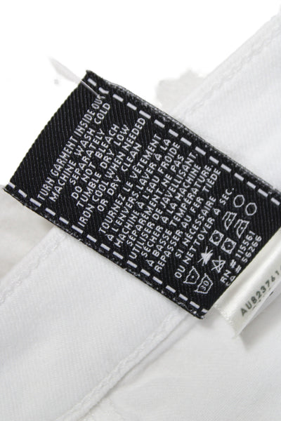 7 For All Mankind Women Ankle Jeans White Cotton Blend Mid Rise Size 32