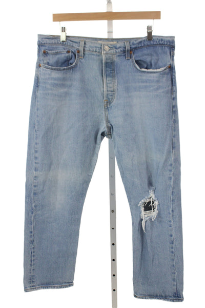 Levis Women Straight Jeans Blue High Rise 26 Inseam Size 33