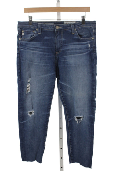 AG Adriano Goldschmied Women Ankle Jeans Blue Mid Rise 25 Inseam Size 32