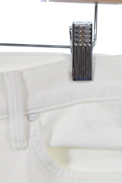 Mother Womens Cropped High Rise White Cotton Blend Jeans Size 32