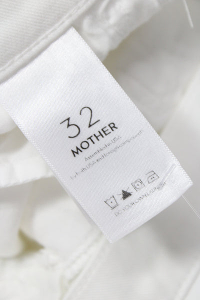 Mother Womens Cropped High Rise White Cotton Blend Jeans Size 32